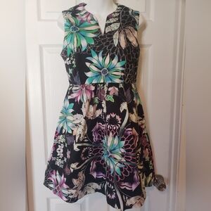 Cynthia Rowley Black and Multicolor Dress Size 6